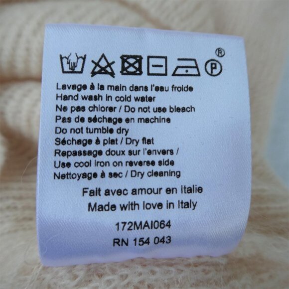 MoHaiR ALPaCa Blend Sezane Sweater Crew Blush Pink Buttons Down Arm Italy M - Picture 12 of 12